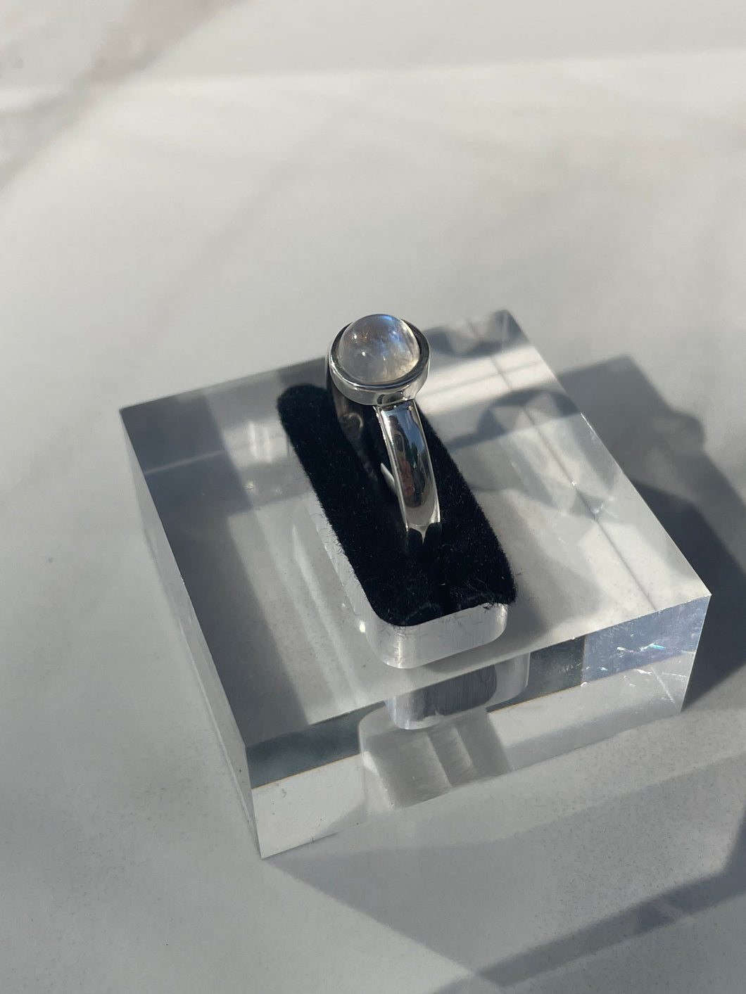 Moonstone Small Bezel-Set Ring #1 - US 8.5
