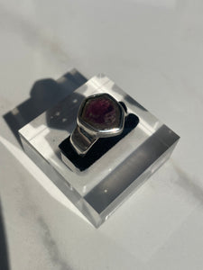 Watermelon Tourmaline Shield Ring - US 8.5