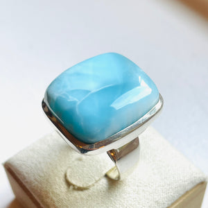 Larimar Large Square Ring - US 8.5