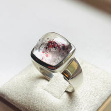 Load image into Gallery viewer, Strawberry Hematoid Quartz Square Dome Ring - US 8
