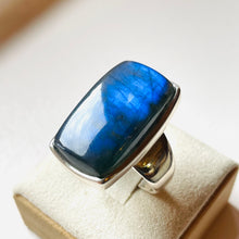 Load image into Gallery viewer, Labradorite Polished Rectangle Statement Ring - US 9.5
