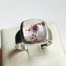 Load image into Gallery viewer, Strawberry Hematoid Quartz Square Dome Ring - US 8
