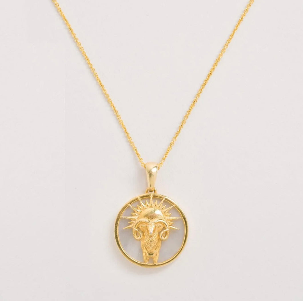 Freya Rose Mother of Pearl Zodiac Necklace