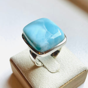 Larimar Large Square Ring - US 8.5