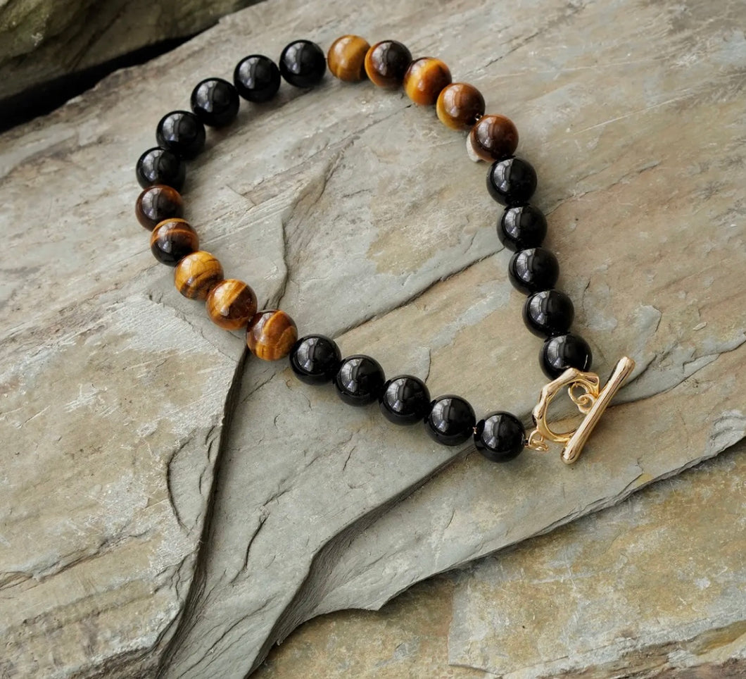 Xander Kostroma - Men’s Bracelet Tiger’s Eye and Black Onyx