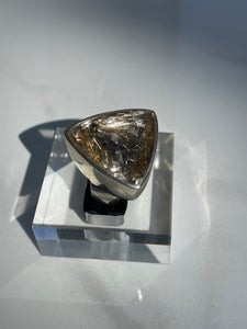 Rutilated Quartz Pyramid Statement Ring - US 7.5