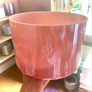 9" A# +25 Rose Quartz White Light Angel Gold Crystal Tones Alchemy Singing Bowl (120744) SOLD