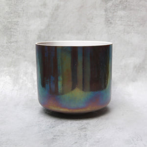 9" A#-30 Charcoal, Platinum Morph, Limited Edition Fire Element Crystal Tones Alchemy Singing Bowl (87724) SOLD