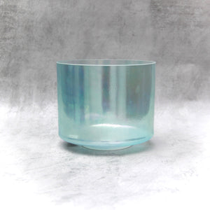 8" D+30 Dead Sea Salt, Aqua Aura Gold, Platinum (inside) Crystal Tones Alchemy Singing Bowl (112209) SOLD
