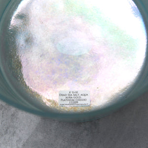 8" D+30 Dead Sea Salt, Aqua Aura Gold, Platinum (inside) Crystal Tones Alchemy Singing Bowl (112209)