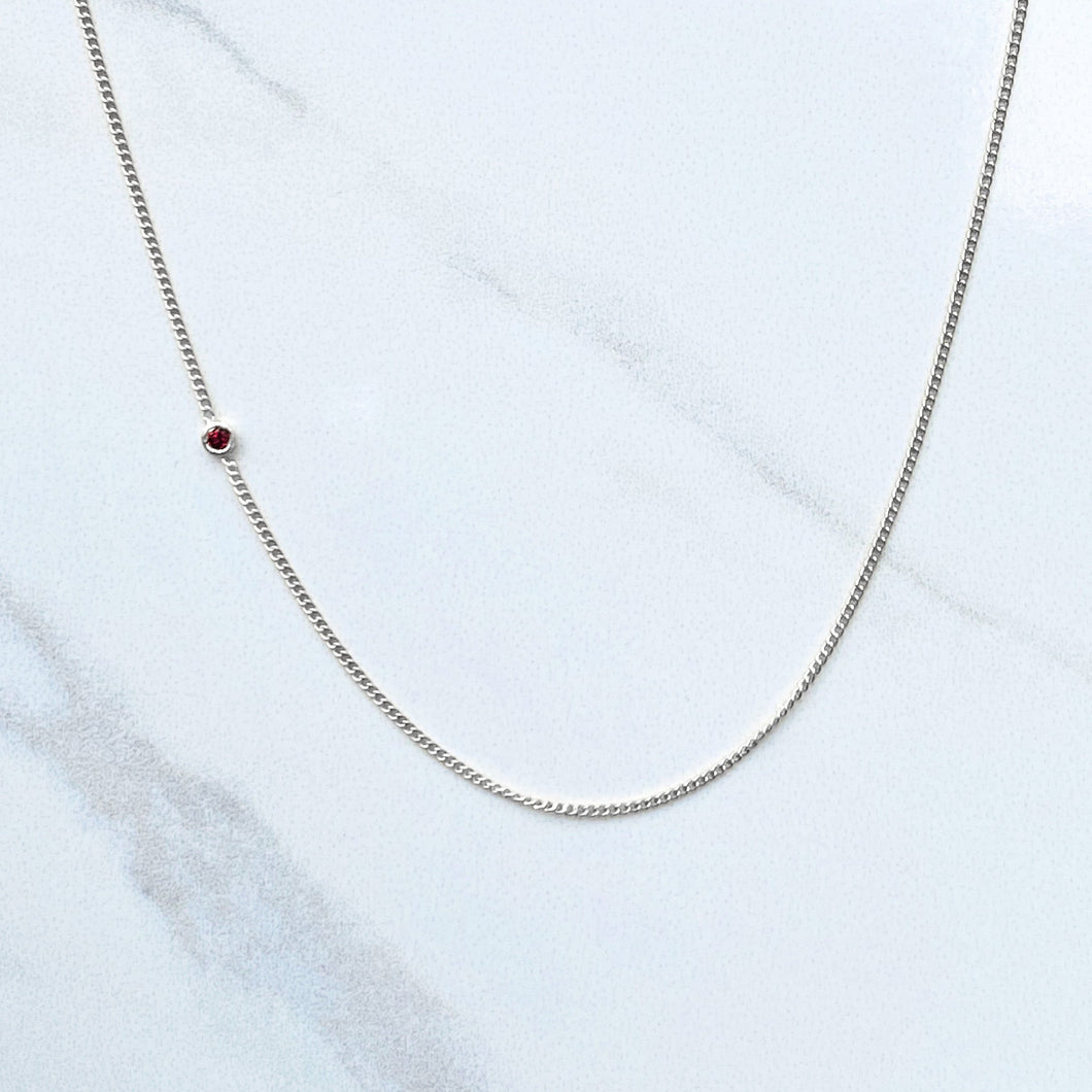 Silver Birthstone Necklace 14”