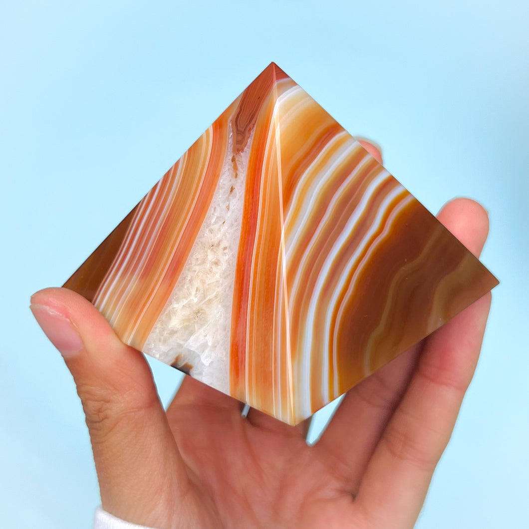 Carnelian Fire Agate Pyramid