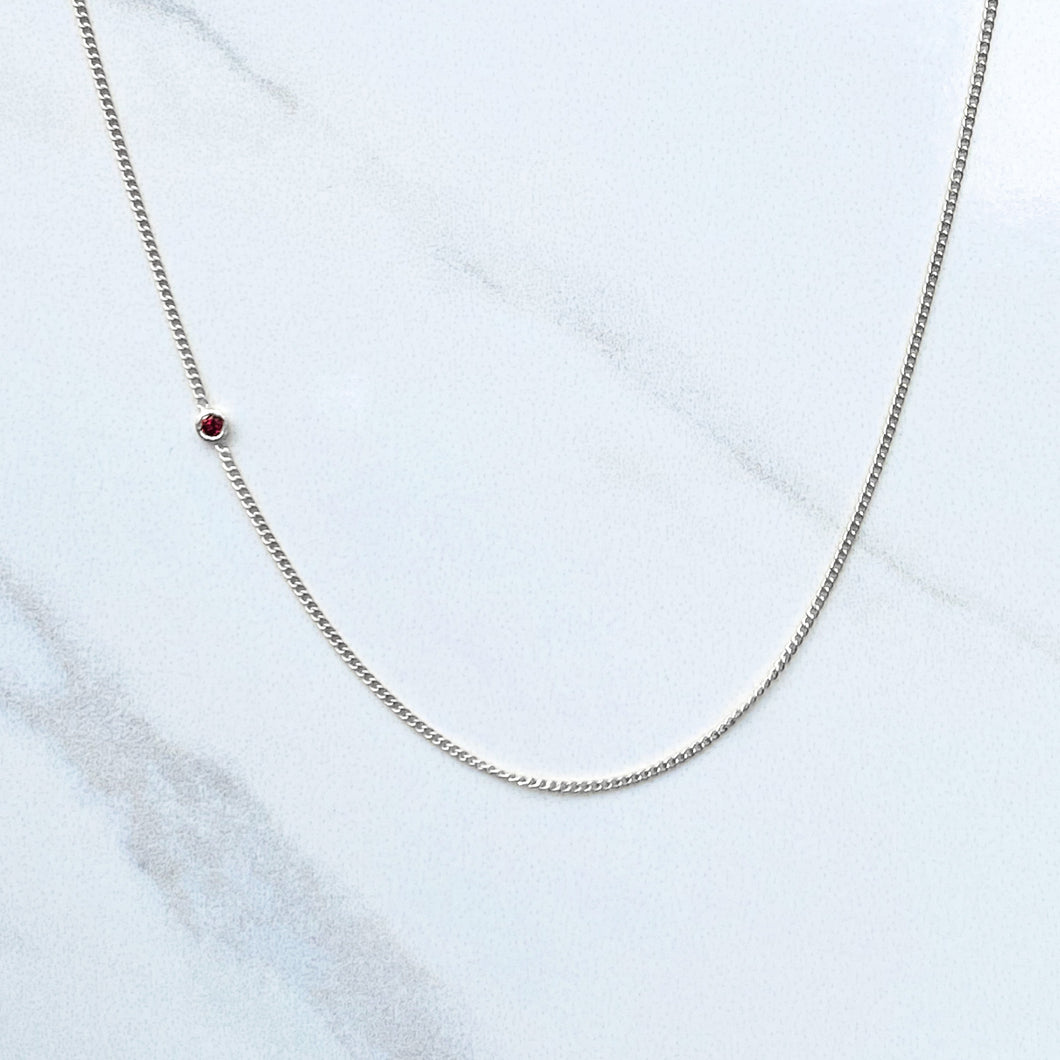 Silver Birthstone Necklace 16”