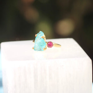 Duet Apatite + Ruby Ring needs photo